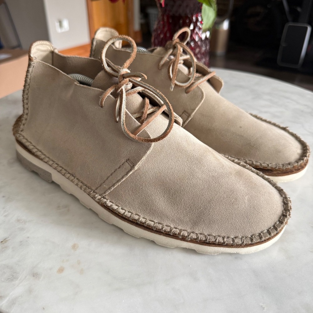 Clarks Dakin Suede Whipstitch Moccasin Shoes Tan - Size 10.5
